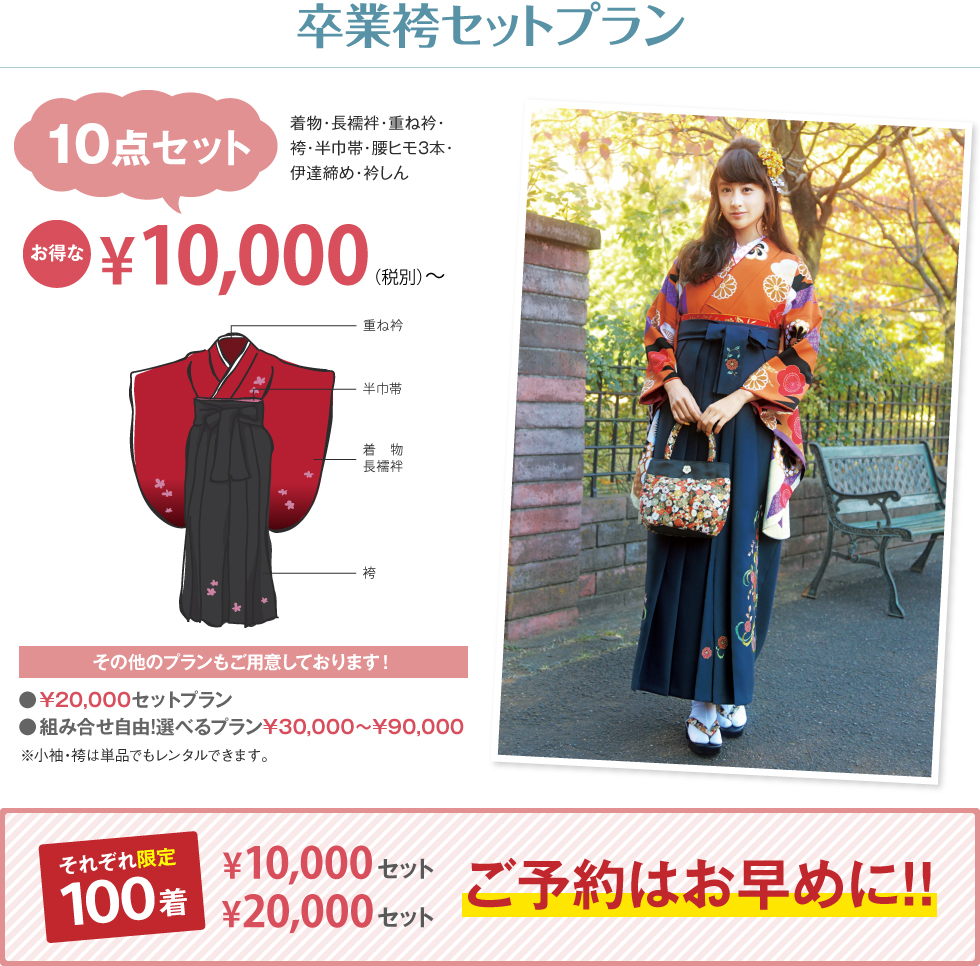 YAMADAYAオリジナルフルパック：振袖19点フルセット 税別|\30,000～