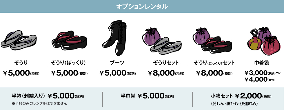 YAMADAYAオリジナルフルパック：振袖19点フルセット 税別|\30,000～
