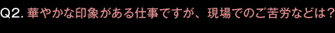 Q2.華やかな印象がある仕事ですが、現場でのご苦労などは？
